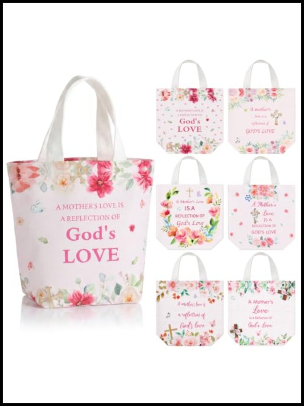 Mini Canvas Tote Bag Set 6 Christian Gifts Reusable